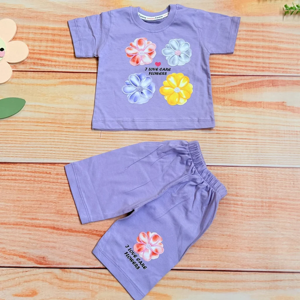 ست تیشرت شلوارک flower دخترانه در نی نی تاپ پوش