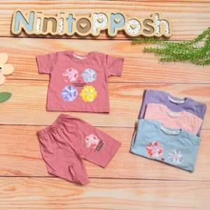 ست تیشرت شلوارک flower دخترانه در نی نی تاپ پوش