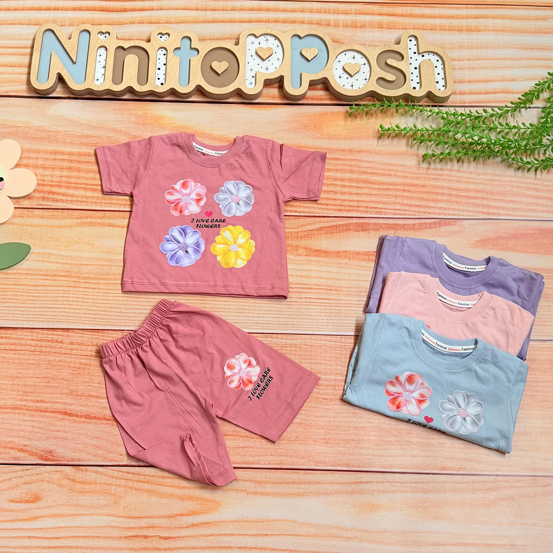 ست تیشرت شلوارک flower دخترانه ست تیشرت شلوارک flower دخترانه در نی نی تاپ پوش