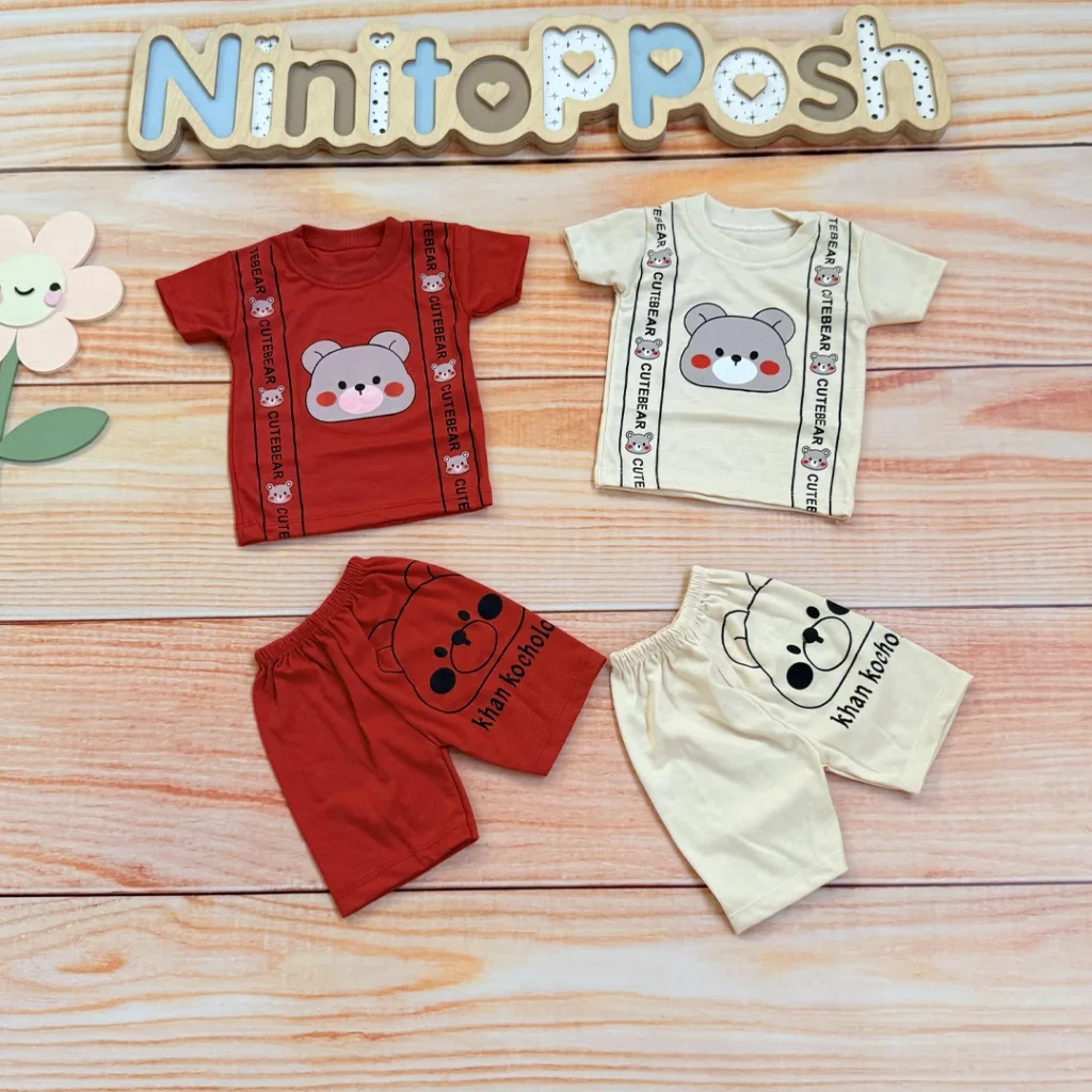 ست تیشرت شلوارک cute bear بچگانه در نی نی تاپ پوش